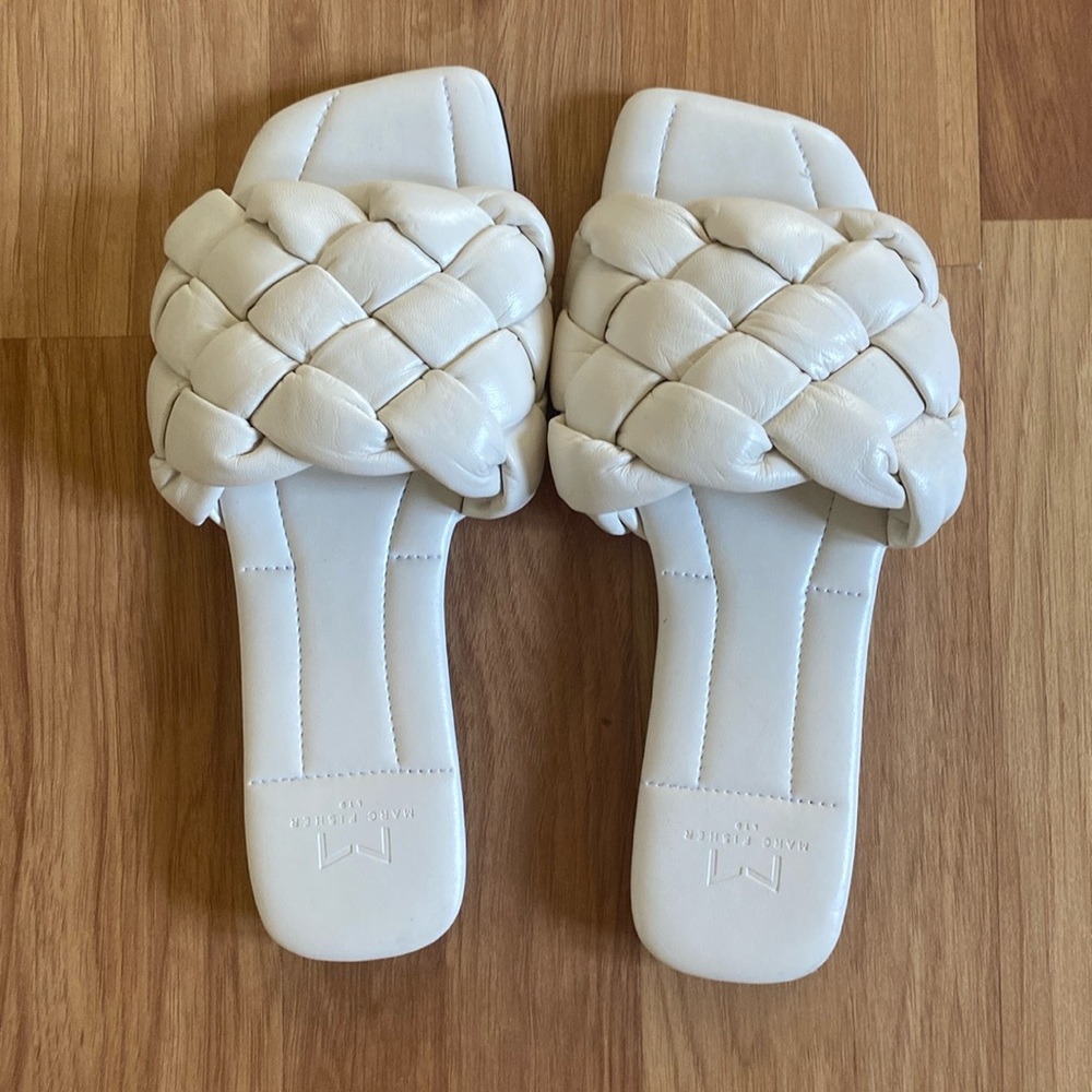 Women’s white Marc fisher slides